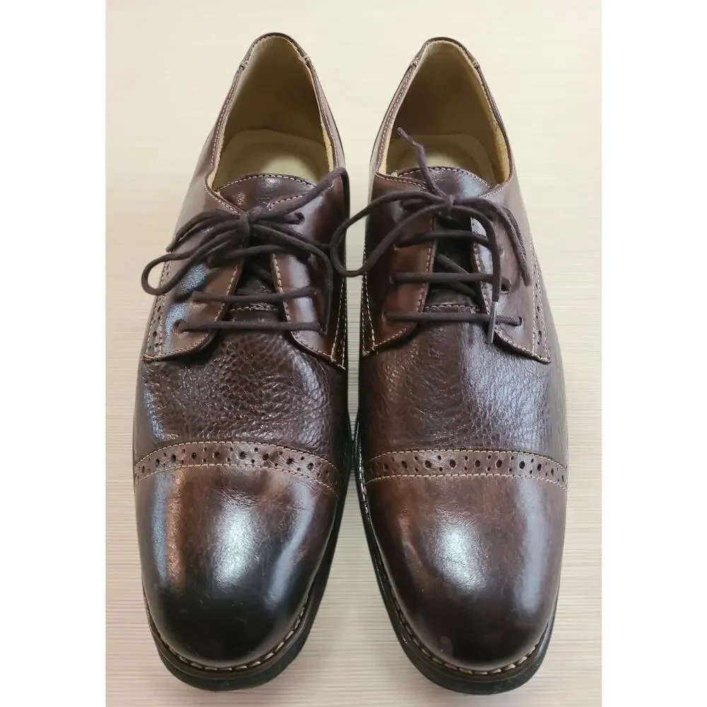Sandro Moscoloni Oxford Brown Leather Comfort Cap Toe Men’s Shoes 9 B Laced